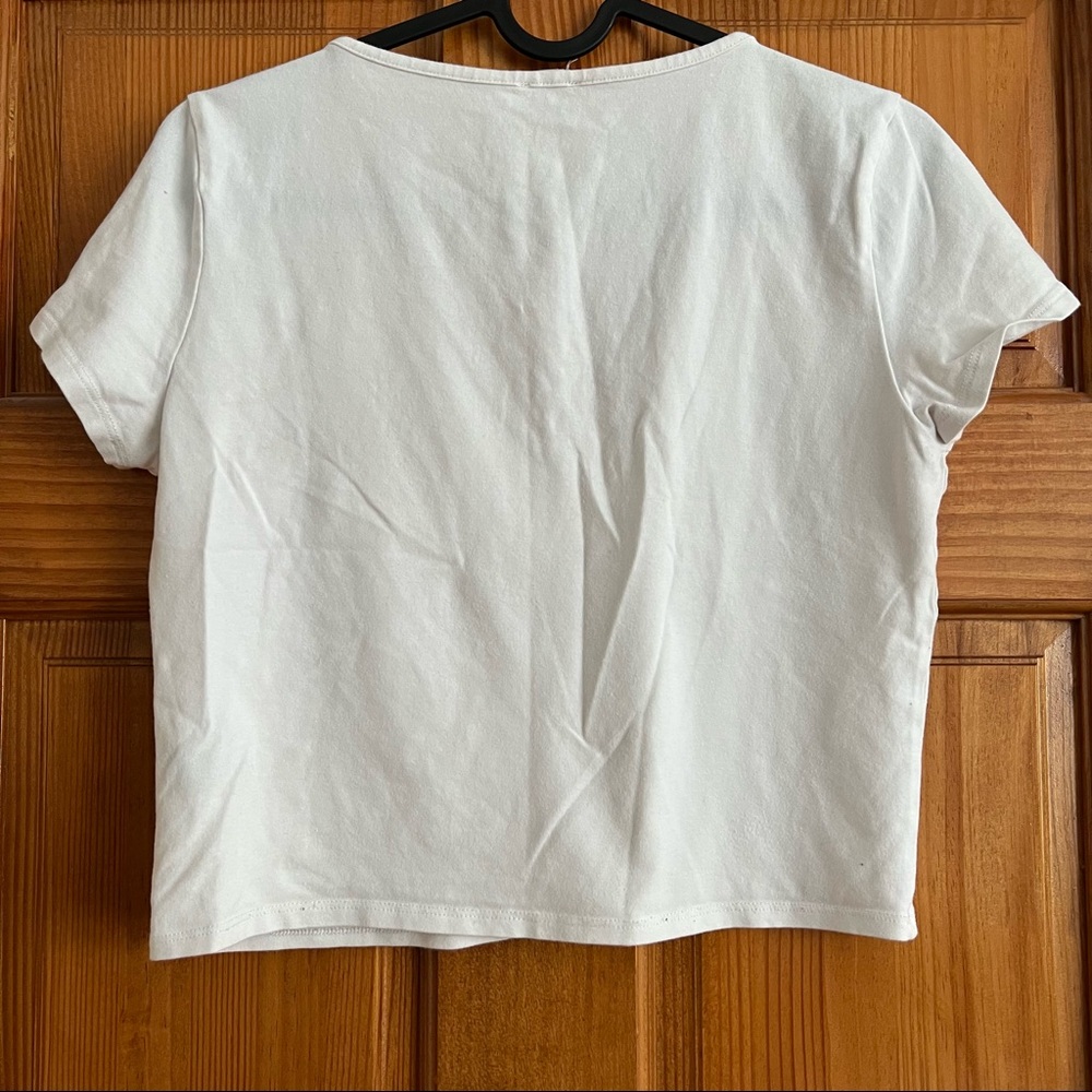 Garage White V-neck Cropped Tee Size L - Picture 2 of 4
